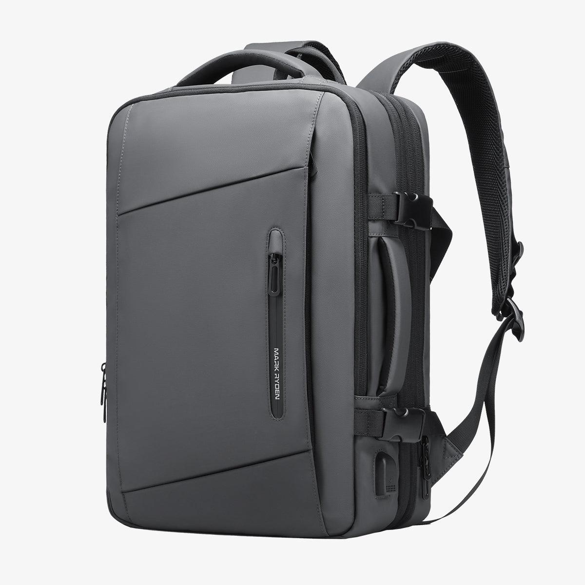 Mark Ryden charcoal expandable laptop backpack with multiple compartments