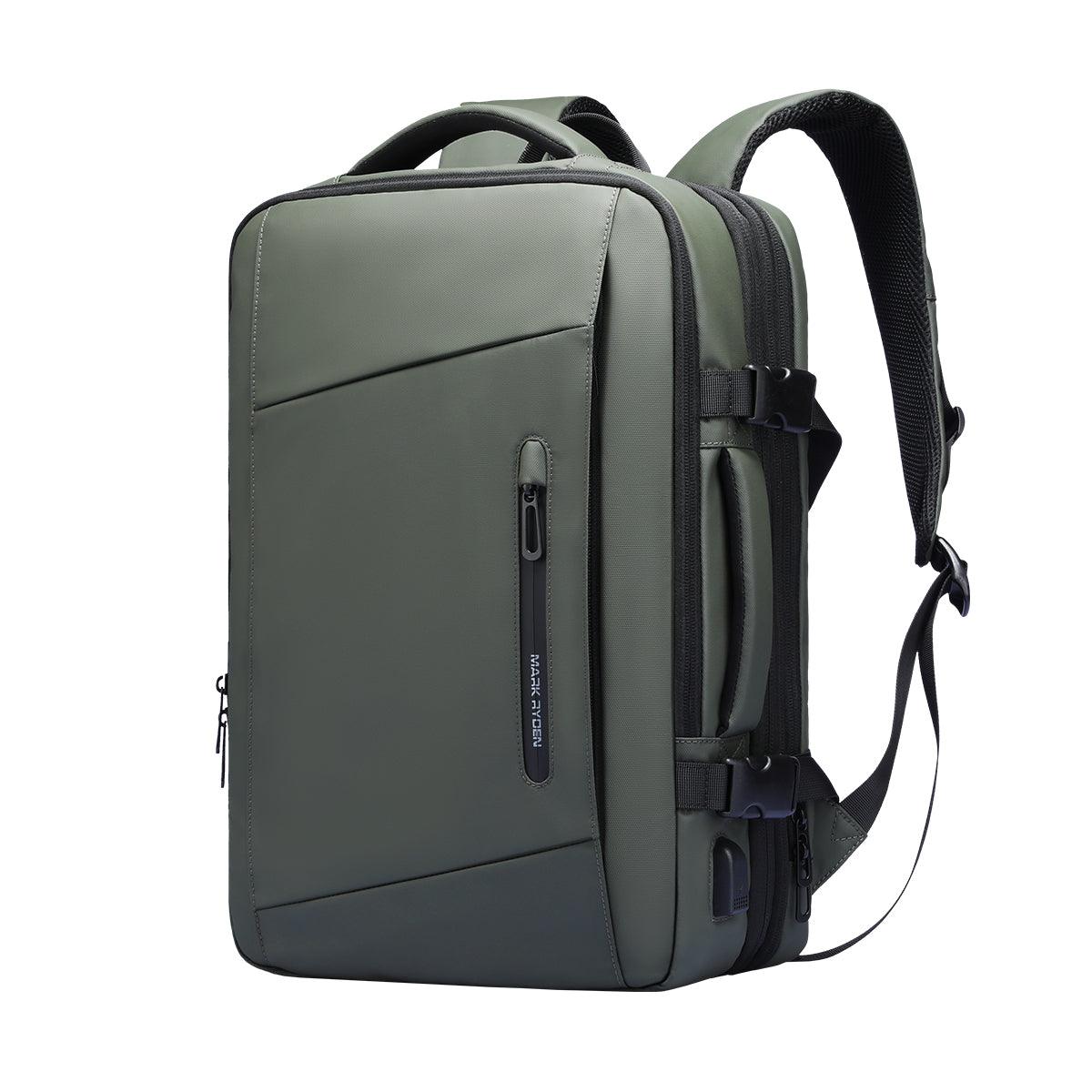MarkRydenGlobal olive gray expandable laptop backpack for daily travel